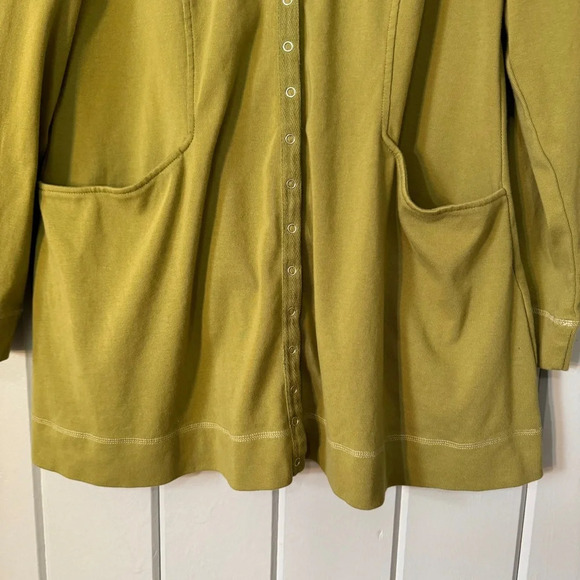 Soft Surroundings Northport Jacket Snap Button Up Long Green Cardigan Size L - Picture 7 of 9